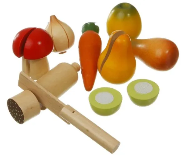 Frukt och grönsaker i trä med kardborre FSC®